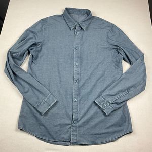 Lululemon Mens Button Up Shirt Blue Long Sleeve Collared Business Casual L/XL